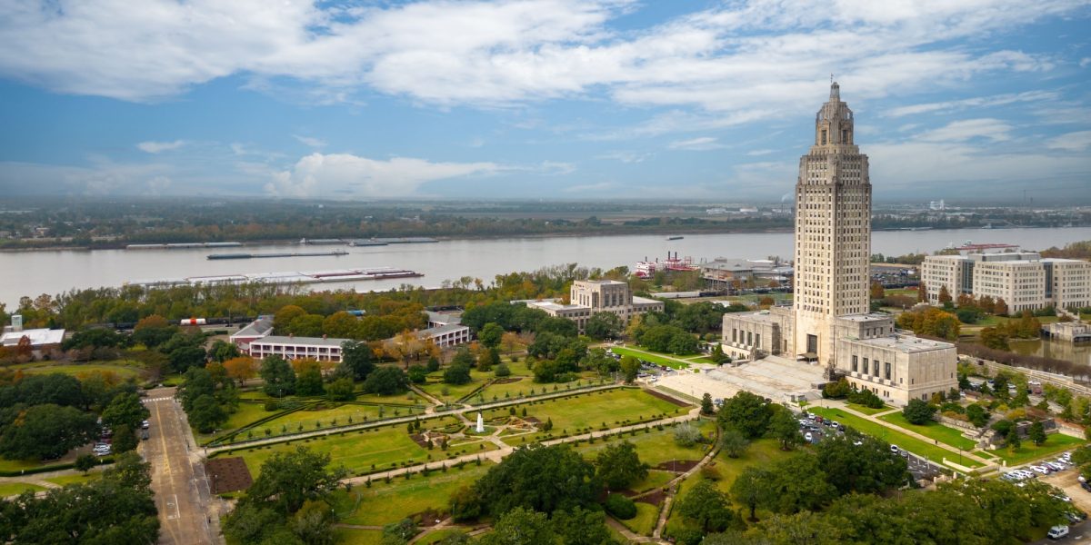 Baton Rouge, LA - December 1, 2023: The Louisiana State Capitol Building in Downtown Baton Rouge