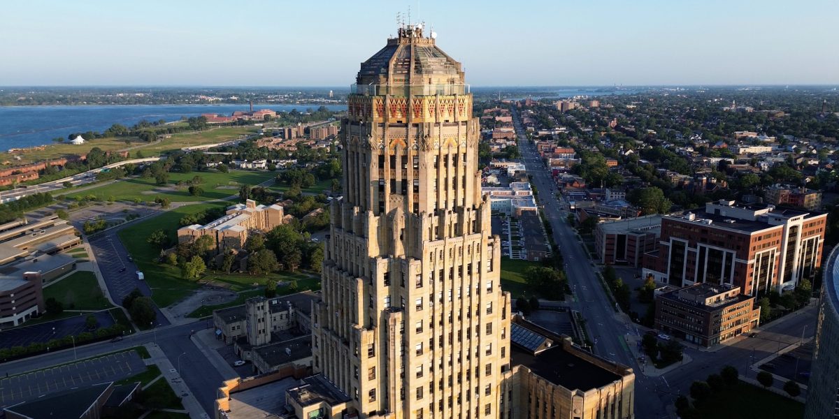 Downtown Buffalo NY aerial scenery