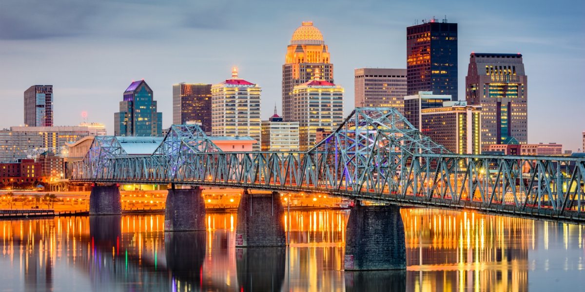 Louisville, Kentucky, USA skyline on the river.