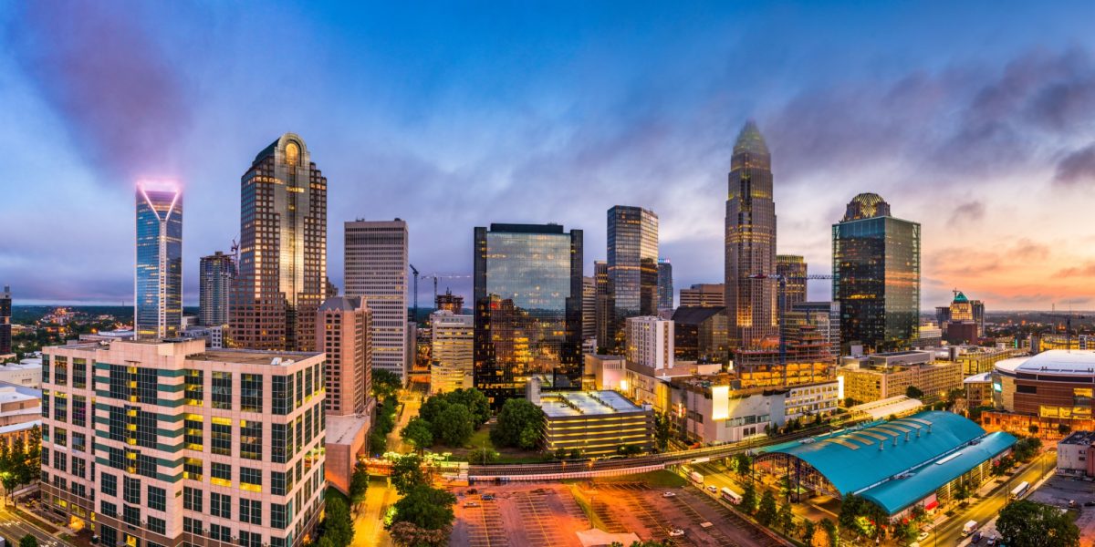 Charlotte, North Carolina, USA uptown skyline panorama.