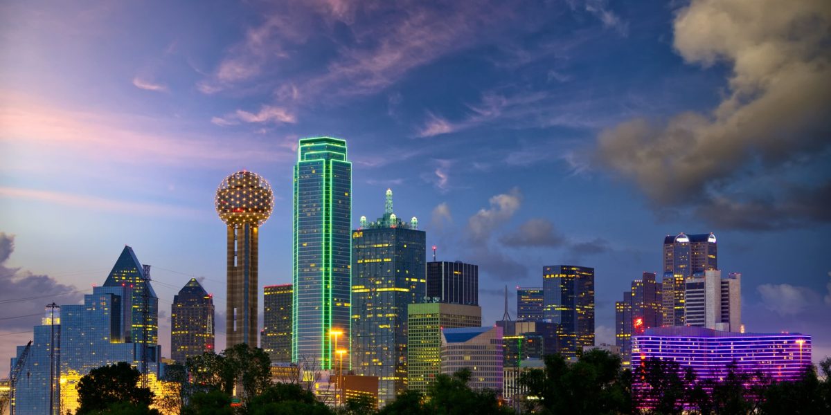 Dallas City skyline at twilight, Texas, USA