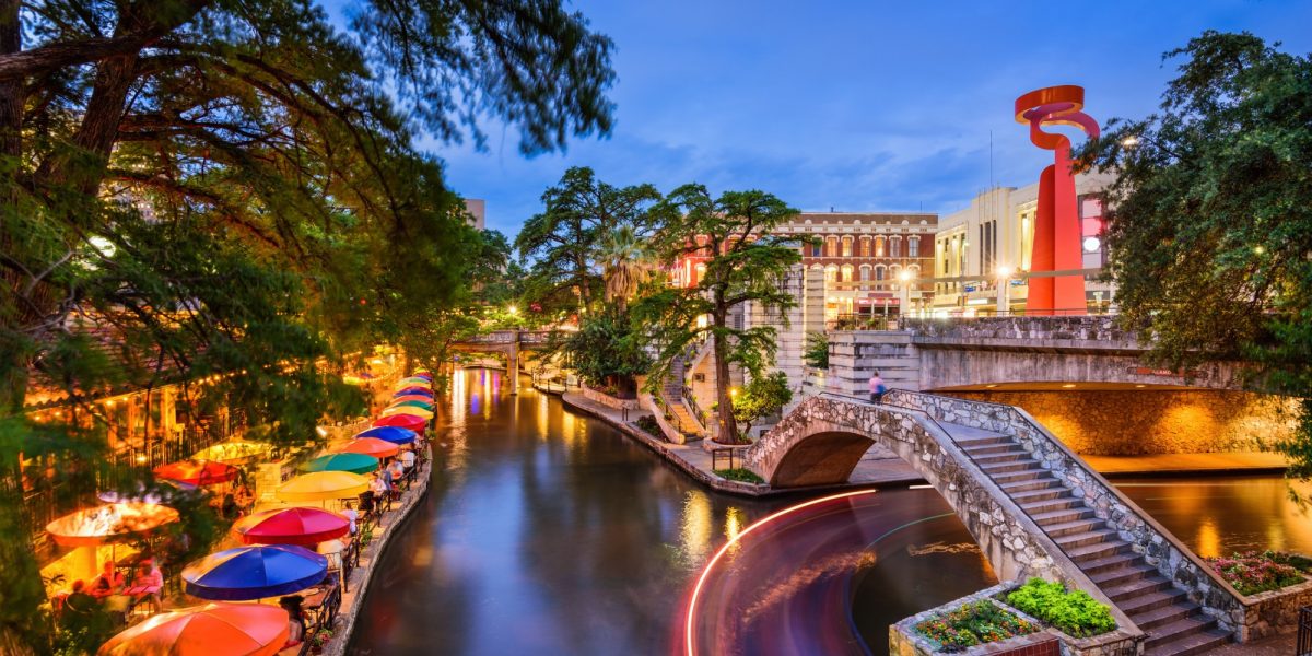 San Antonio, Texas, USA cityscape at the River Walk.