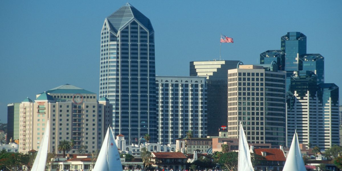 Skyline of San Diego, California from Coronado Bay